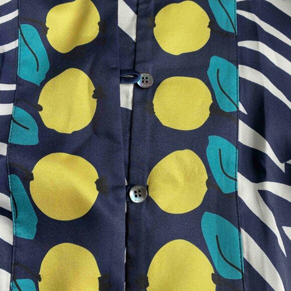 STAUD Parke Lemon Print Tunic Shirt Size S Lightweight Artsy Lagenlook Vacation - Picture 6 of 11